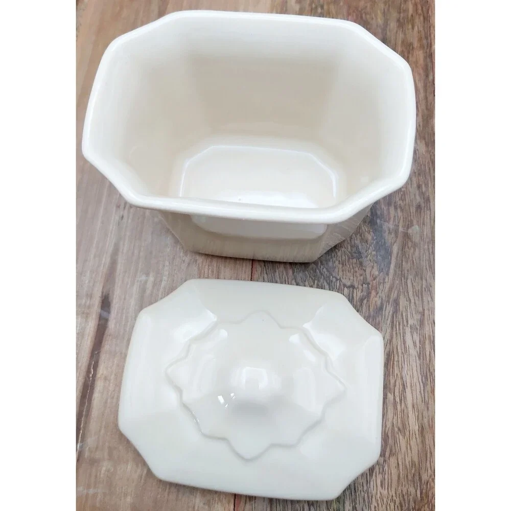 Vintage Syracuse China Econo-Rim Tan Restaurant Ware Sugar Bowls & Lid 1960